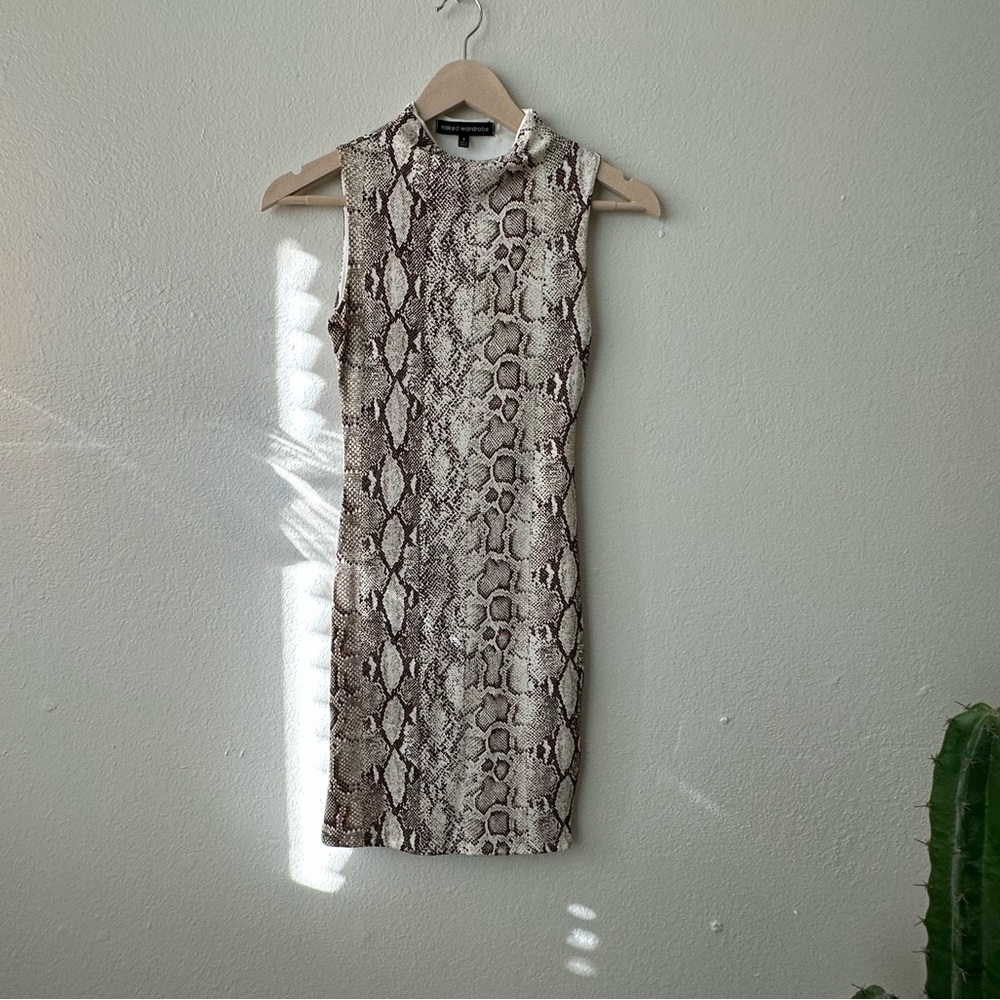 Snake print faux neck dress